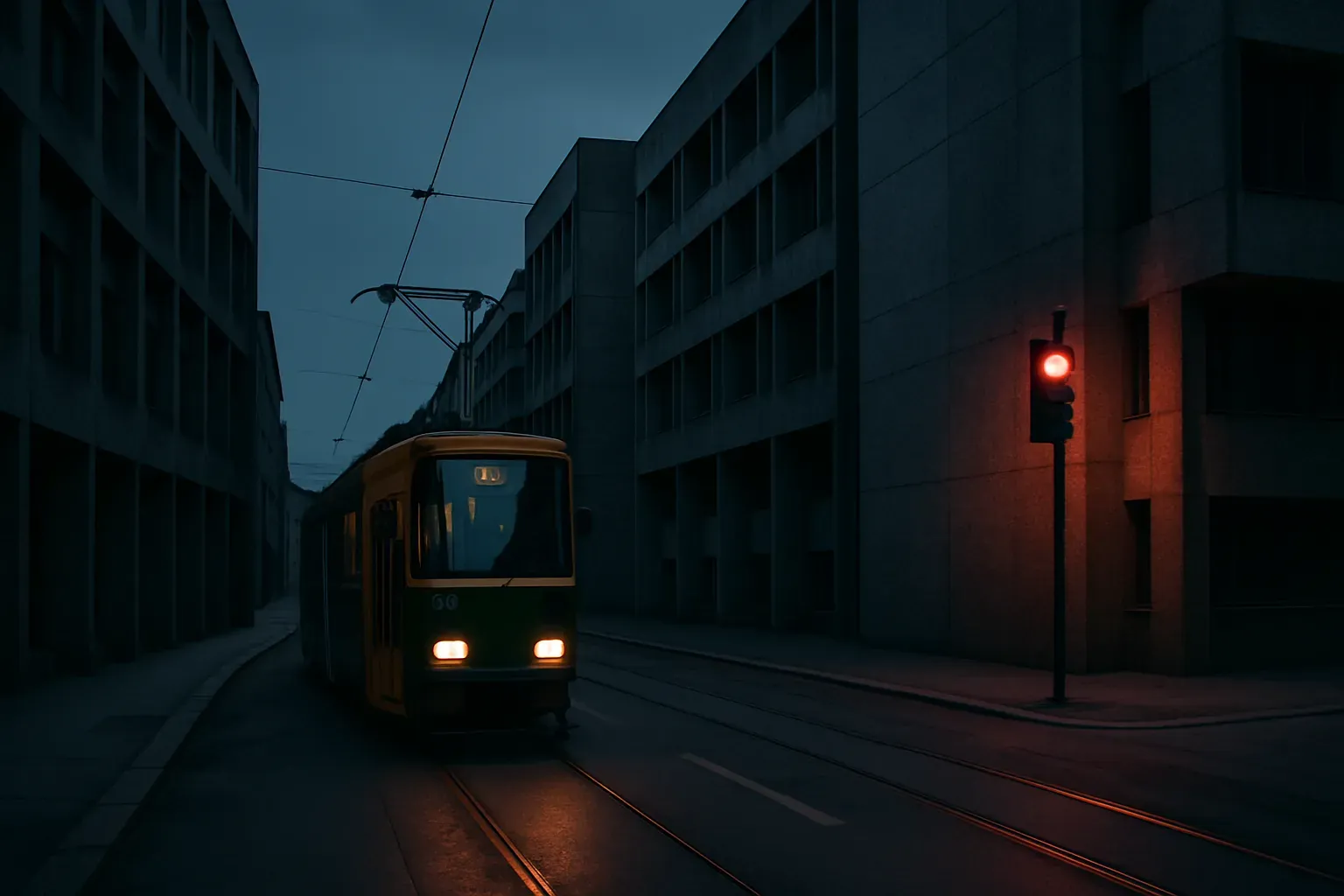 Helsingin ratikkapysäkki betonissa, sinappikeltainen juliste